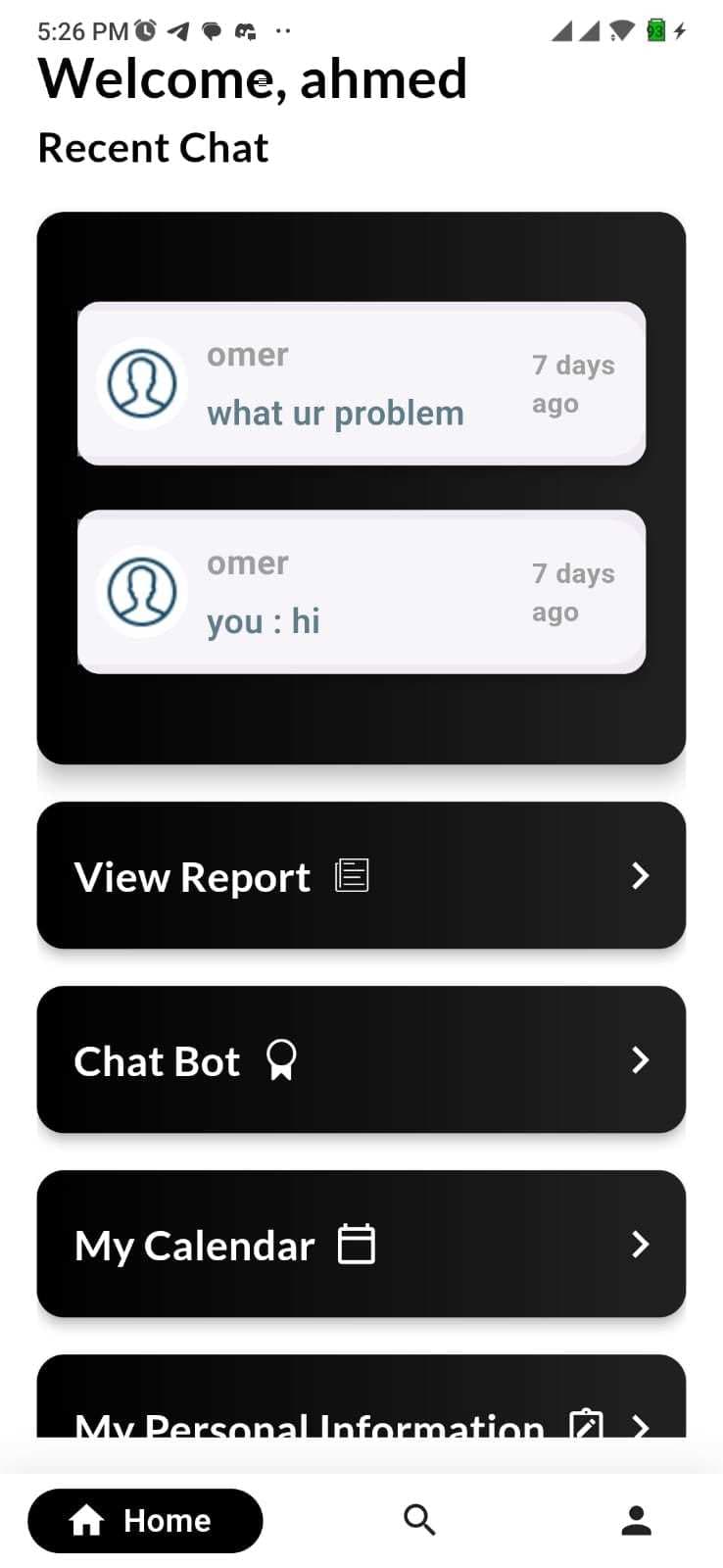 Healthy EHR app role picker: Doctor, Patient, Pharmacist, Admin
